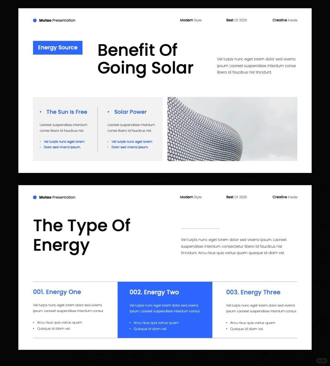 1038 Blue and white color matching minimalist style PPT template - whaledesign