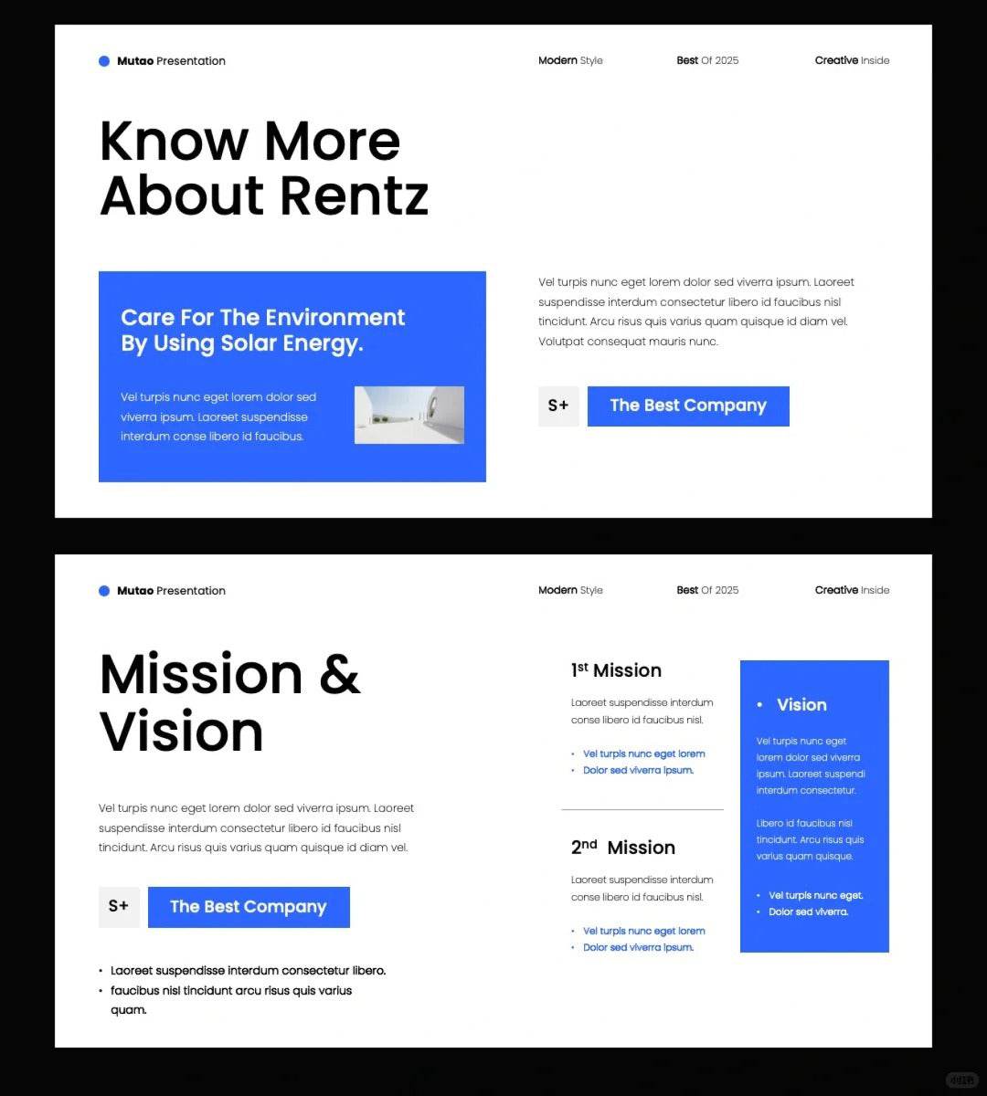 1038 Blue and white color matching minimalist style PPT template - whaledesign