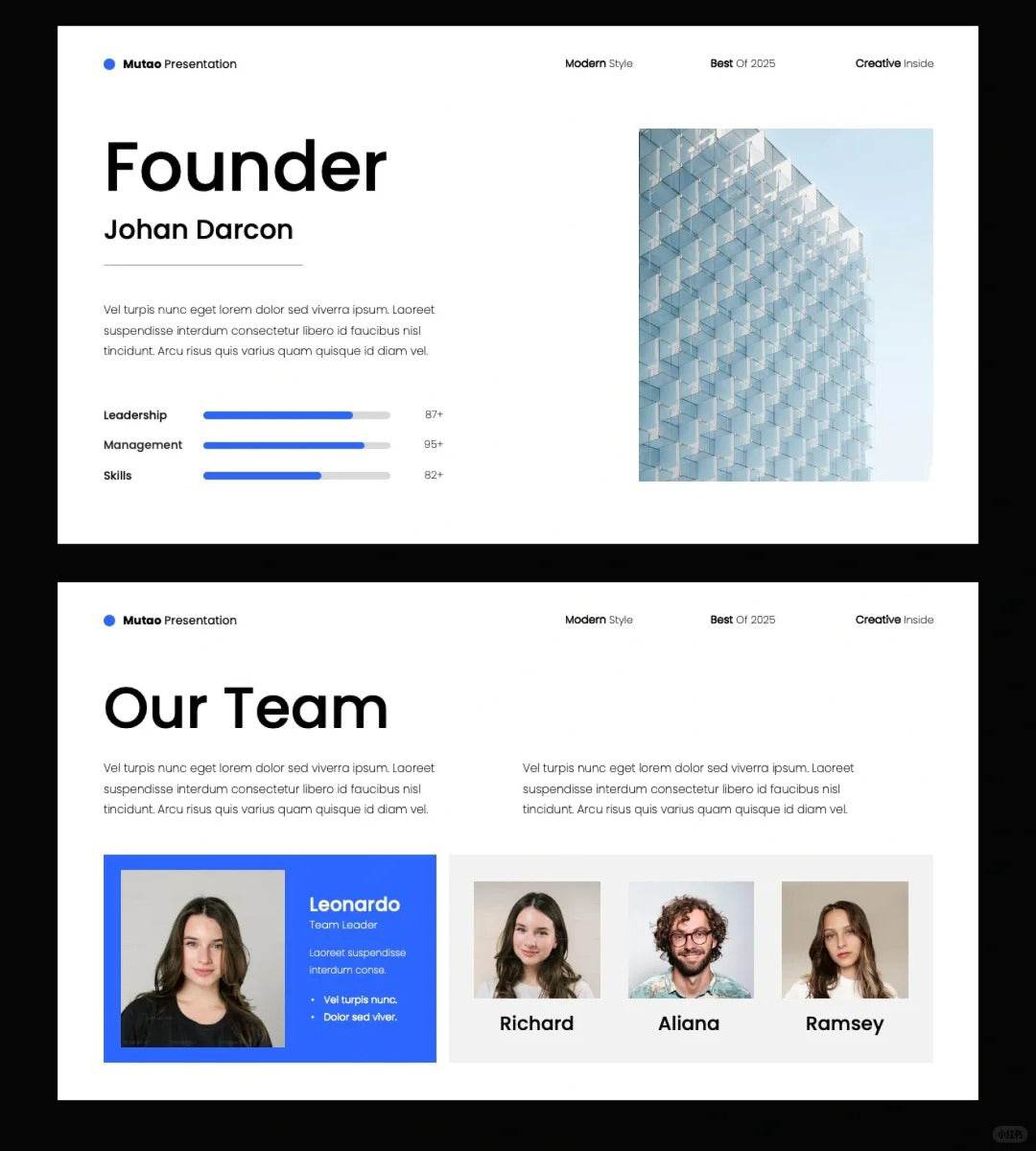 1038 Blue and white color matching minimalist style PPT template - whaledesign