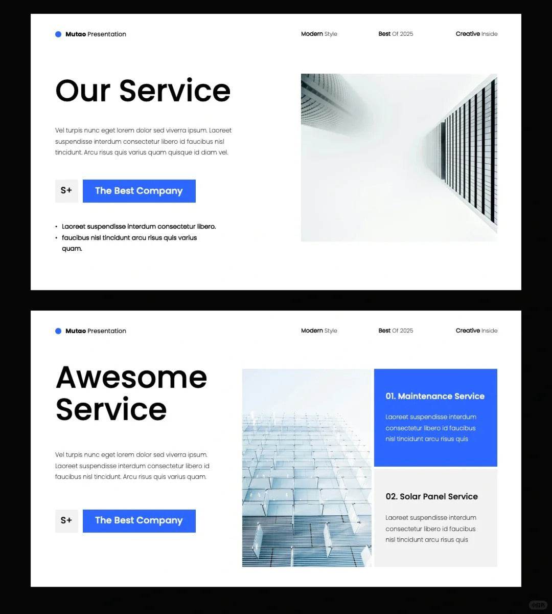 1038 Blue and white color matching minimalist style PPT template - whaledesign