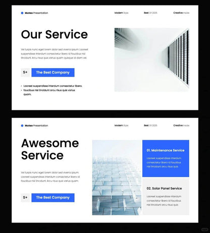 1038 Blue and white color matching minimalist style PPT template - whaledesign