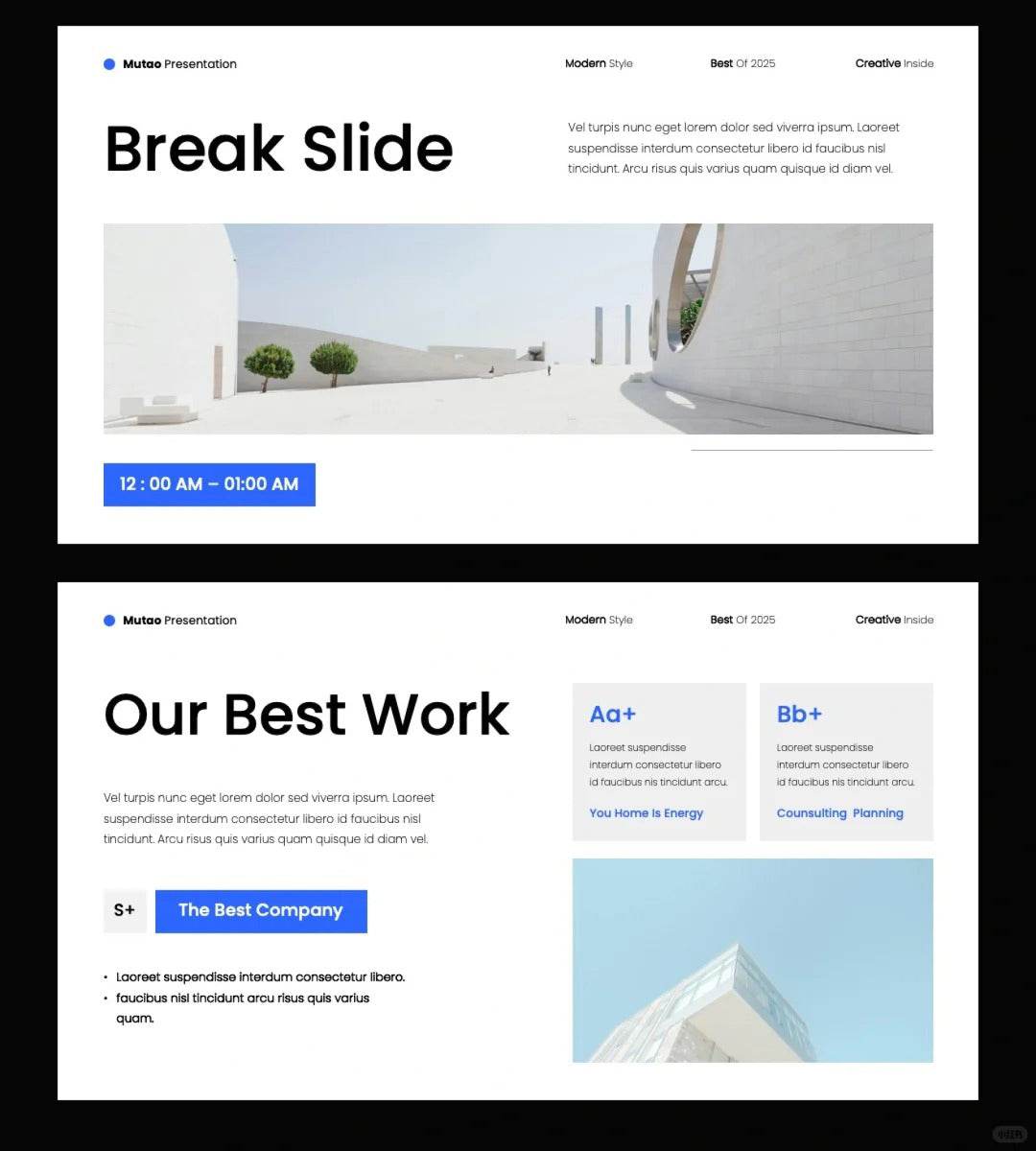1038 Blue and white color matching minimalist style PPT template - whaledesign
