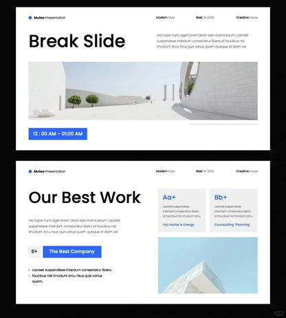 1038 Blue and white color matching minimalist style PPT template - whaledesign