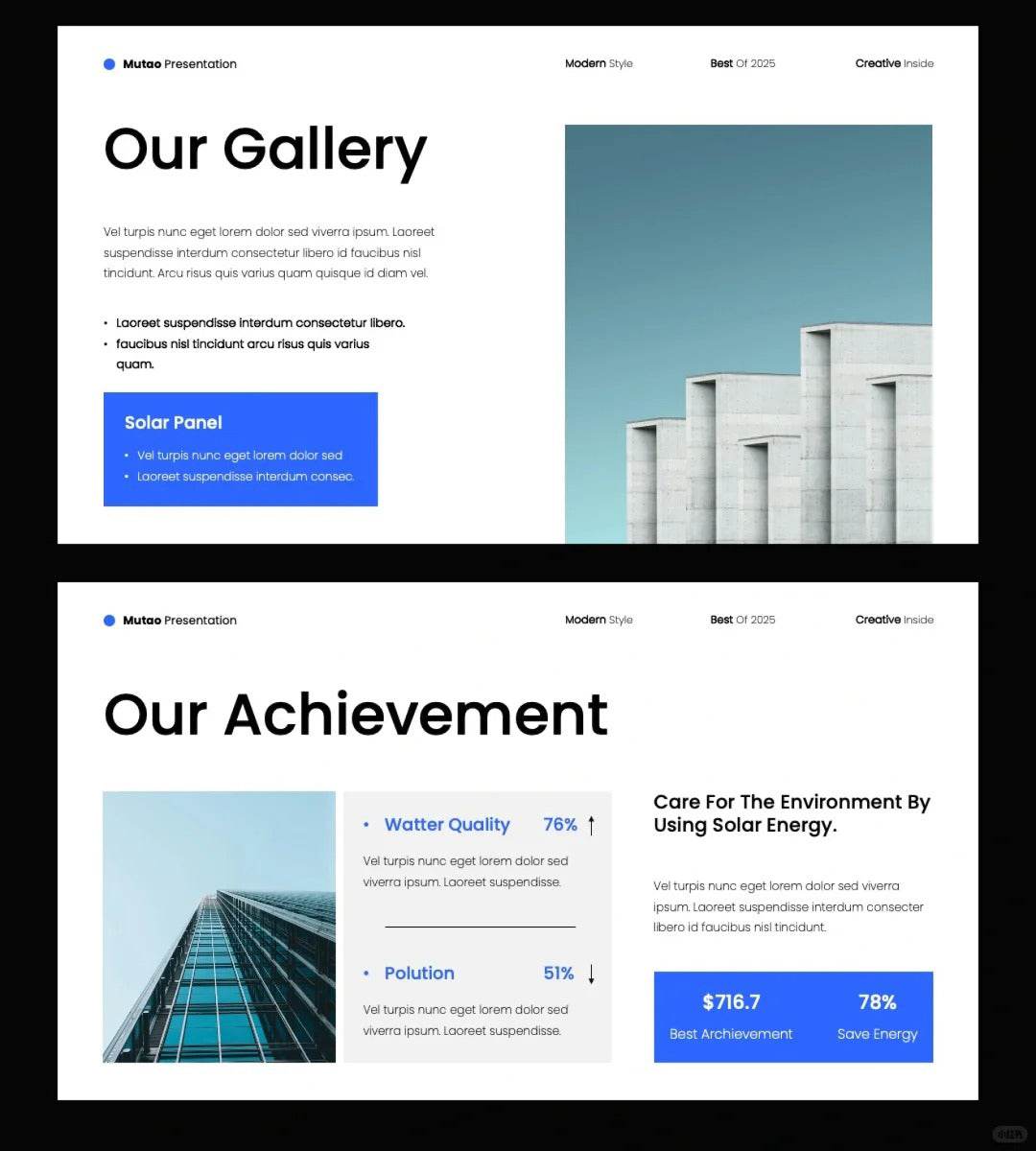 1038 Blue and white color matching minimalist style PPT template - whaledesign