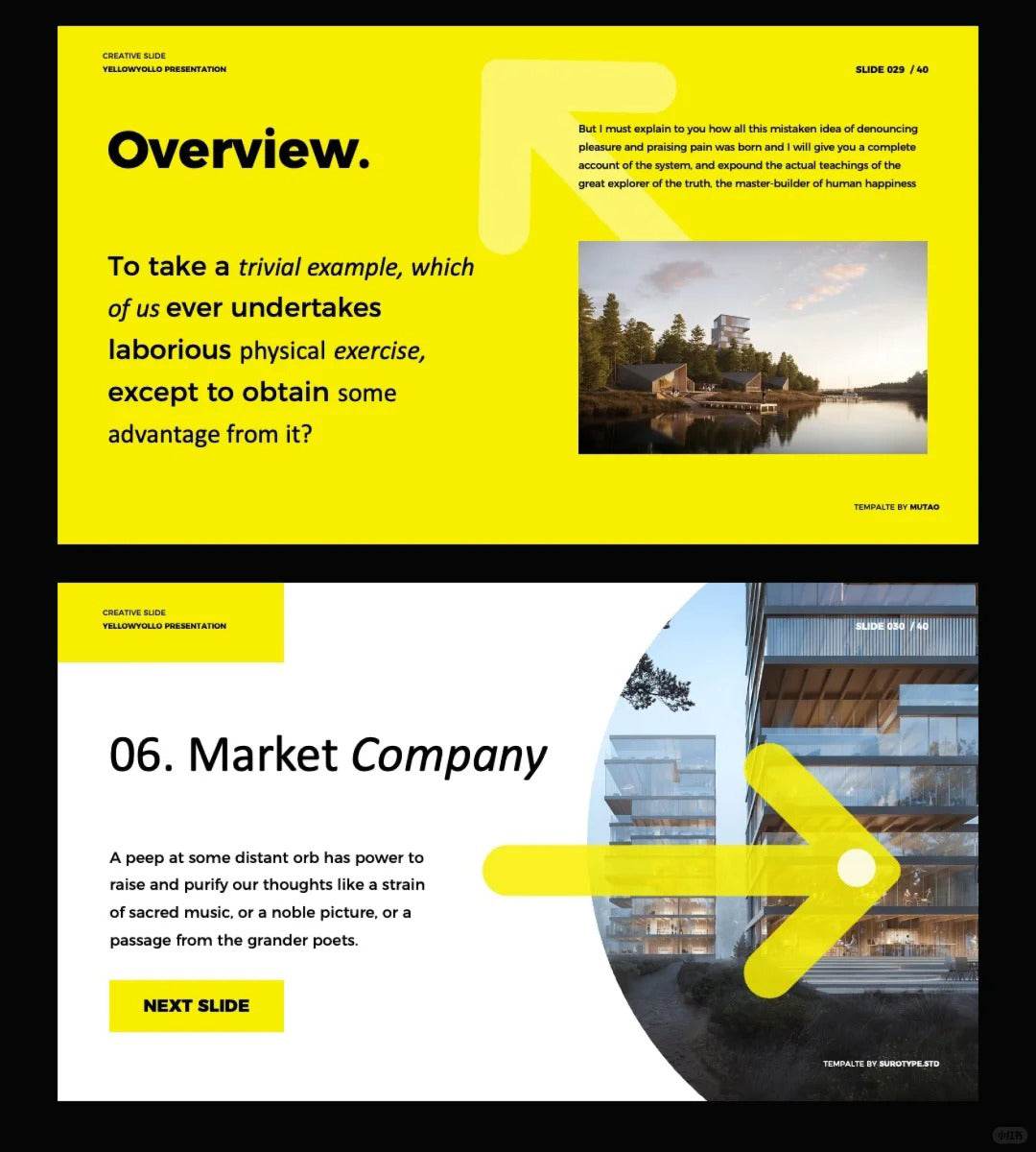 1041 Black and yellow color matching high-end PPT template - whaledesign