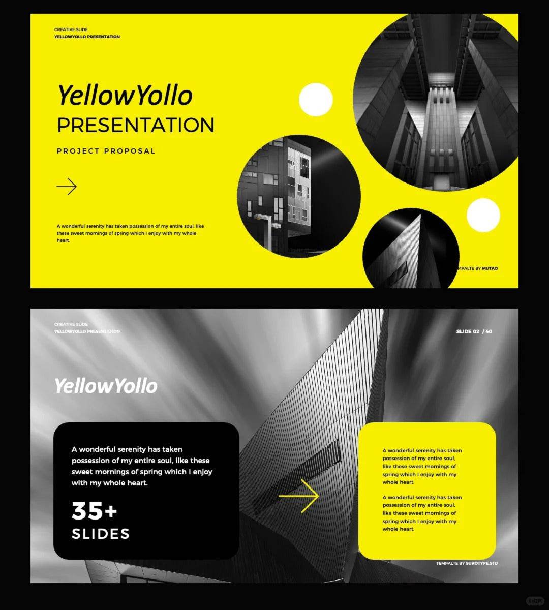 1041 Black and yellow color matching high-end PPT template - whaledesign