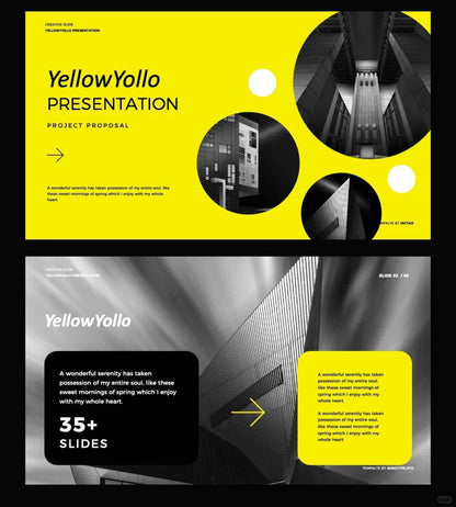 1041 Black and yellow color matching high-end PPT template - whaledesign