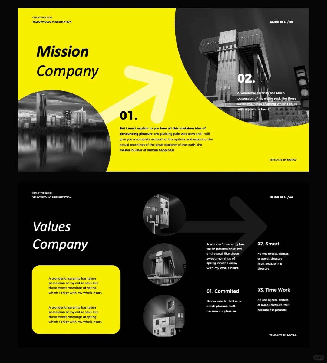 1041 Black and yellow color matching high-end PPT template - whaledesign