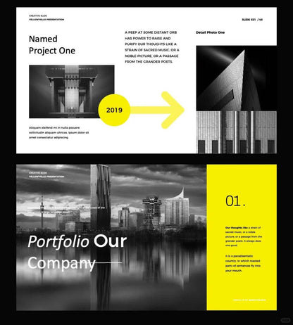 1041 Black and yellow color matching high-end PPT template - whaledesign