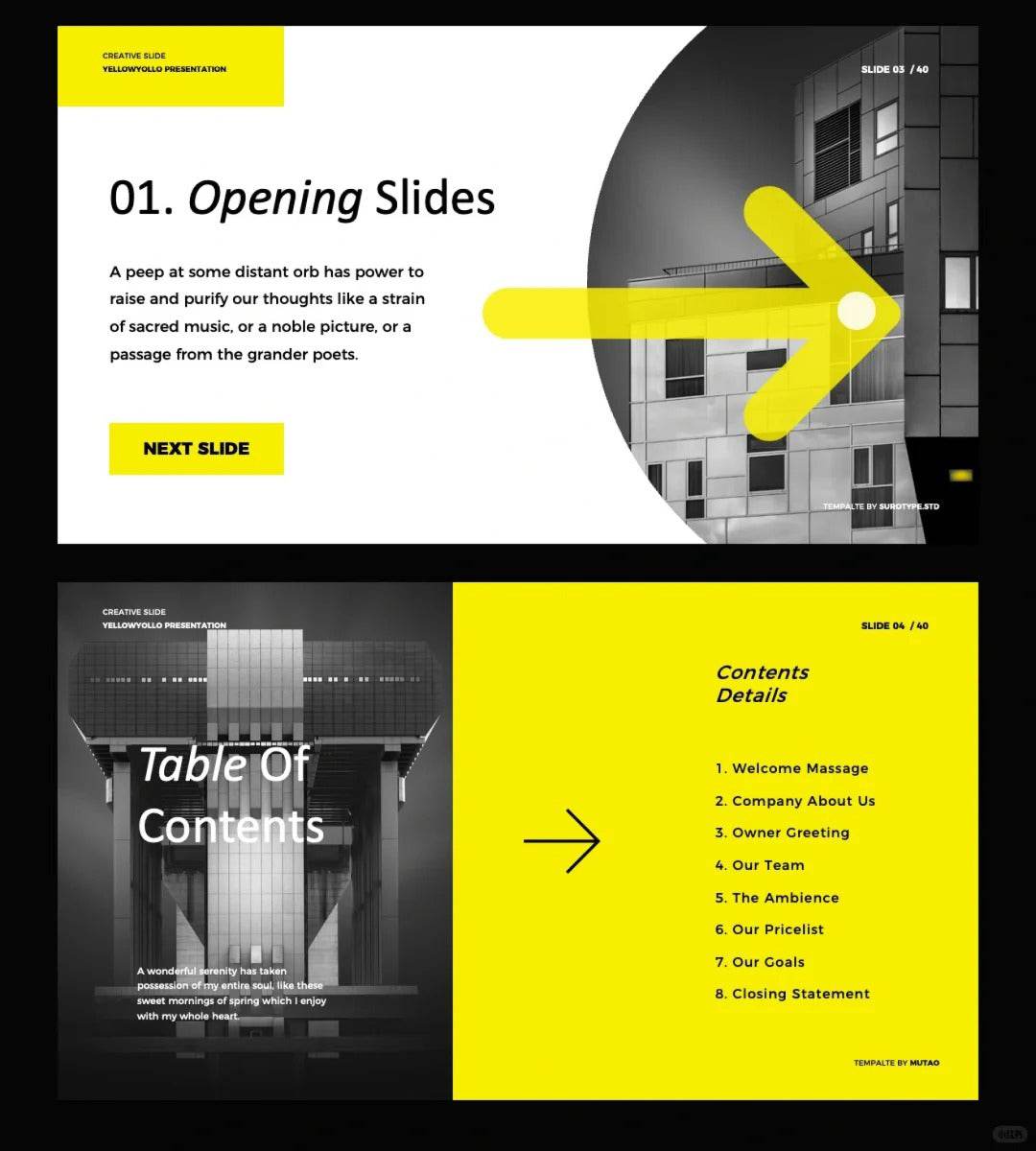 1041 Black and yellow color matching high-end PPT template - whaledesign