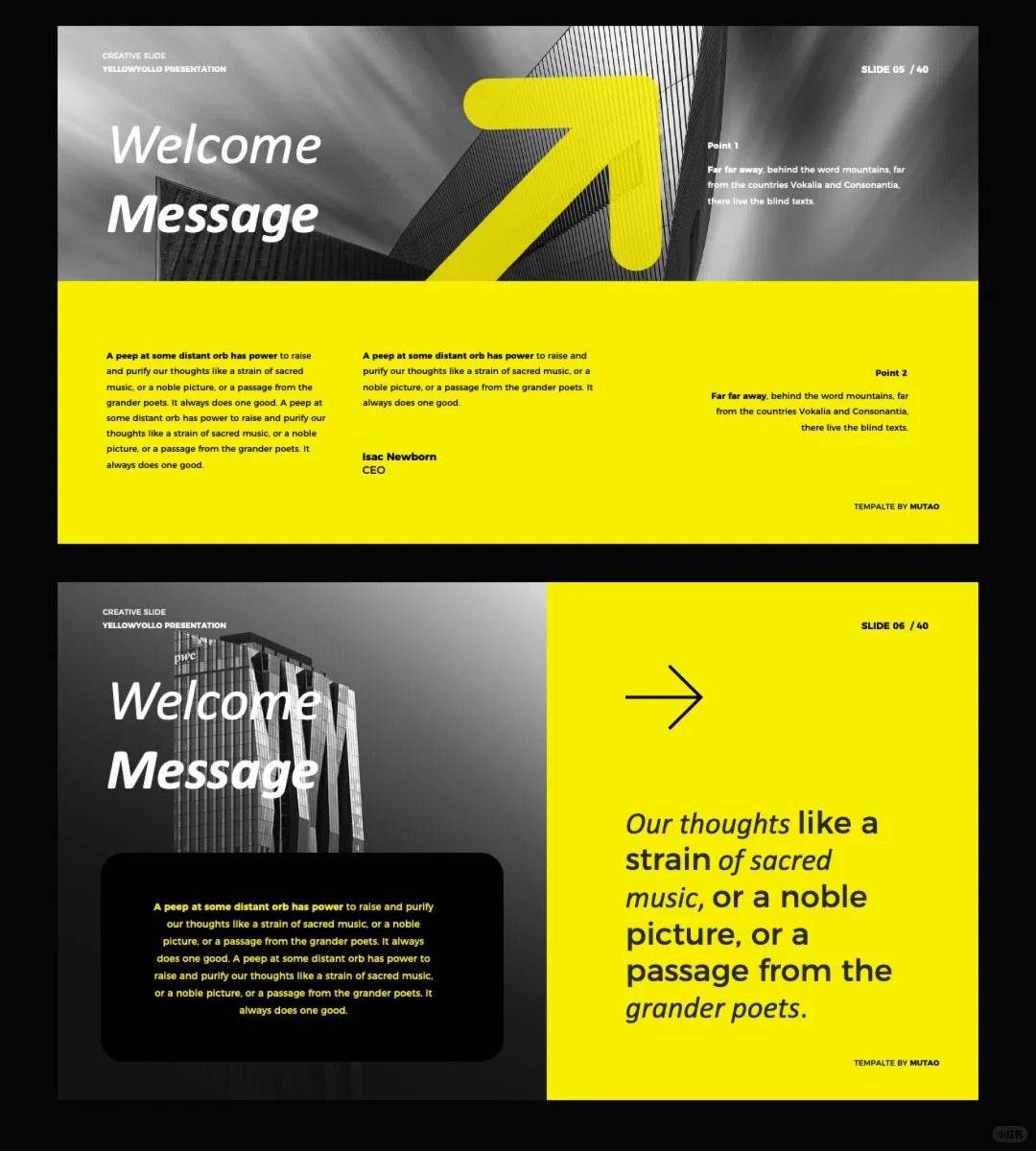 1041 Black and yellow color matching high-end PPT template - whaledesign