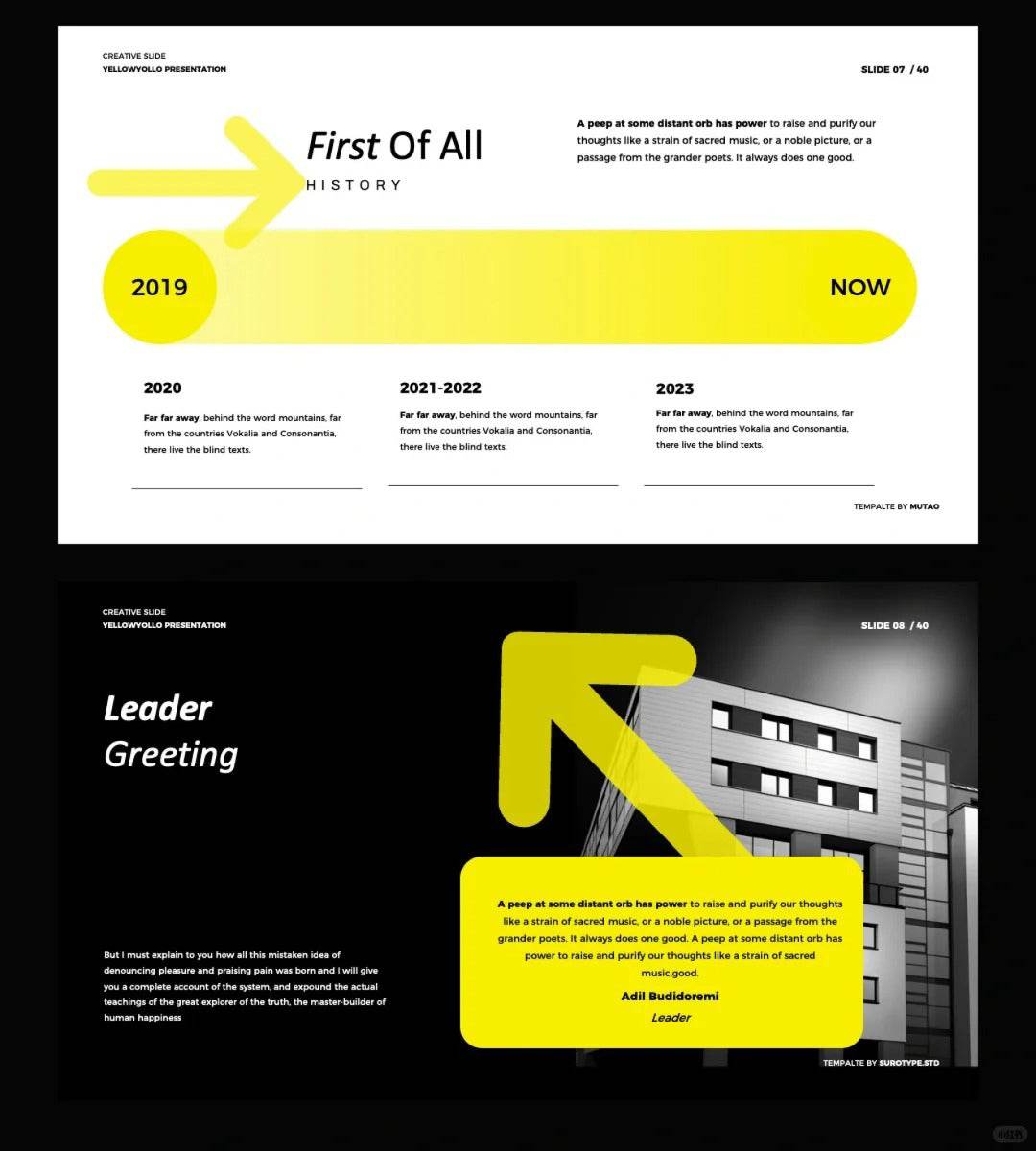 1041 Black and yellow color matching high-end PPT template - whaledesign