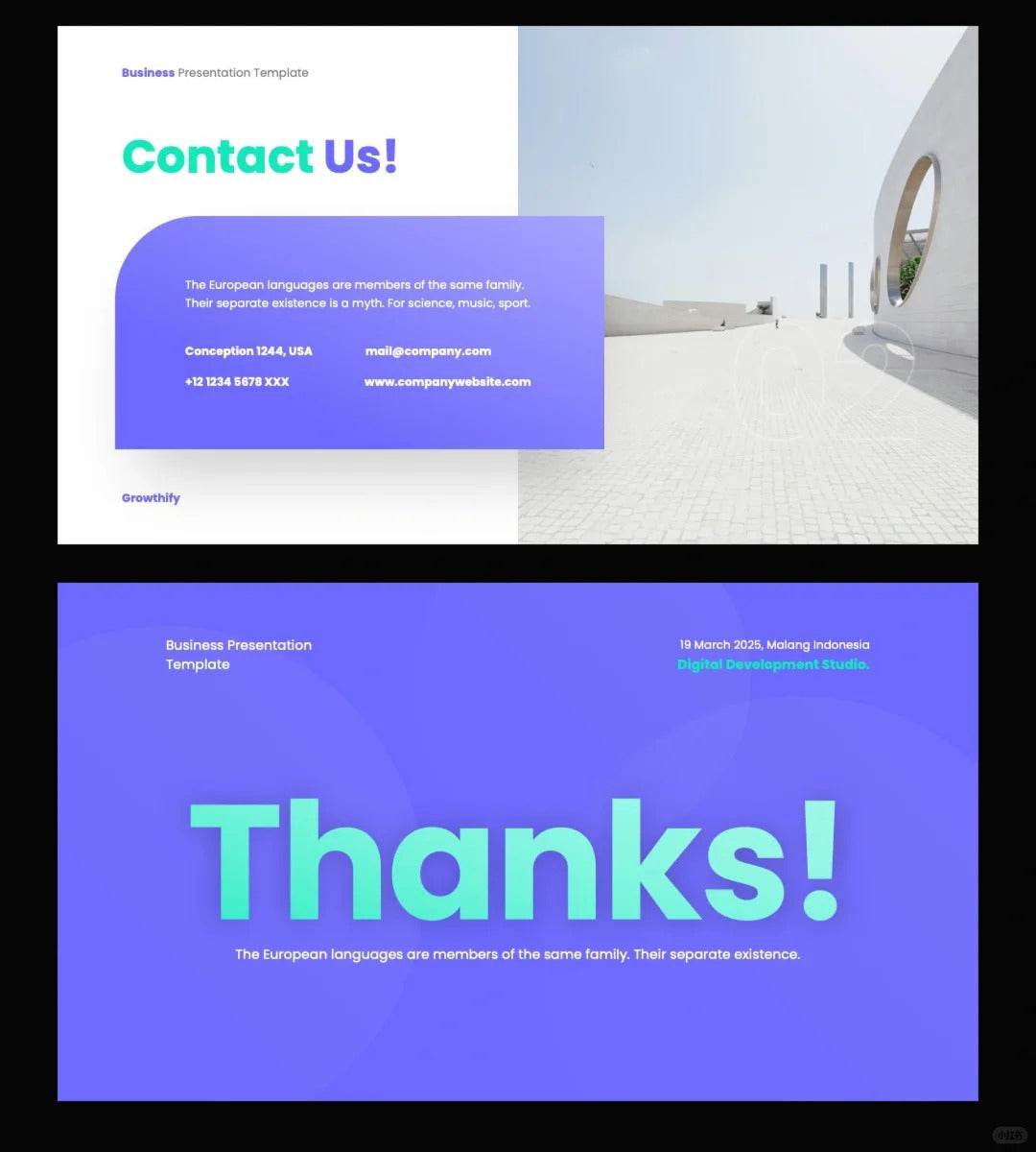 1042 Green and purple color matching small fresh PPT template - whaledesign