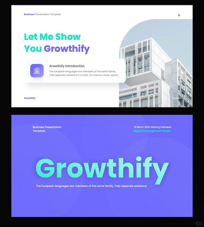 1042 Green and purple color matching small fresh PPT template - whaledesign