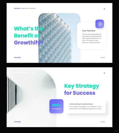 1042 Green and purple color matching small fresh PPT template - whaledesign