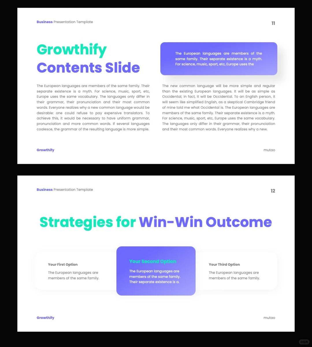 1042 Green and purple color matching small fresh PPT template - whaledesign
