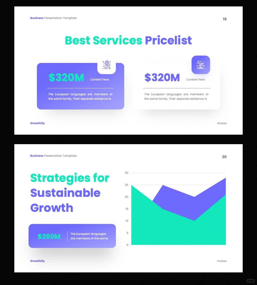 1042 Green and purple color matching small fresh PPT template - whaledesign