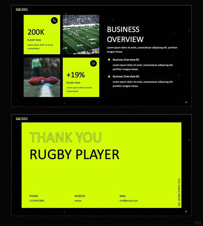 1043 Black and green color matching fashion sports style PPT template - whaledesign