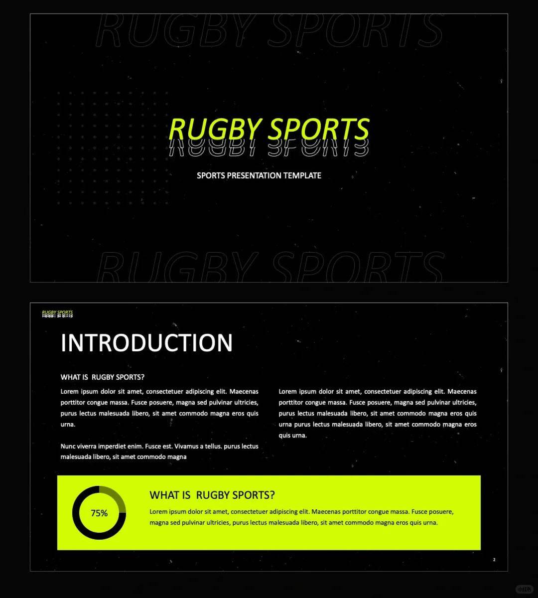1043 Black and green color matching fashion sports style PPT template - whaledesign