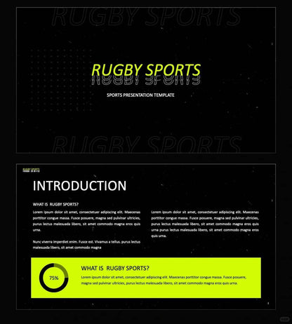1043 Black and green color matching fashion sports style PPT template - whaledesign