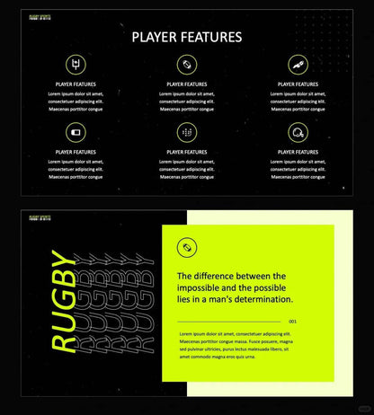 1043 Black and green color matching fashion sports style PPT template - whaledesign
