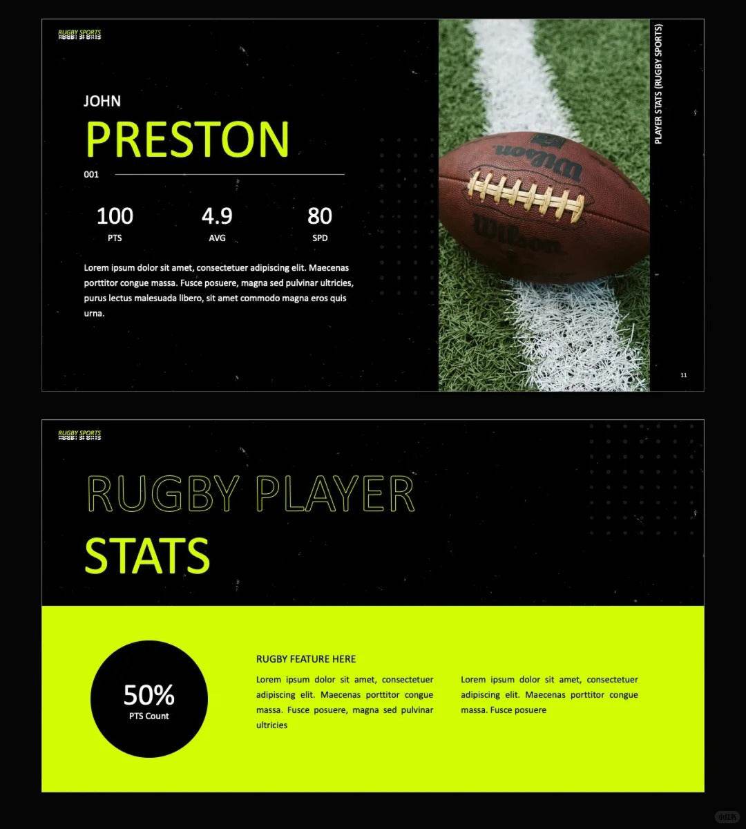 1043 Black and green color matching fashion sports style PPT template - whaledesign