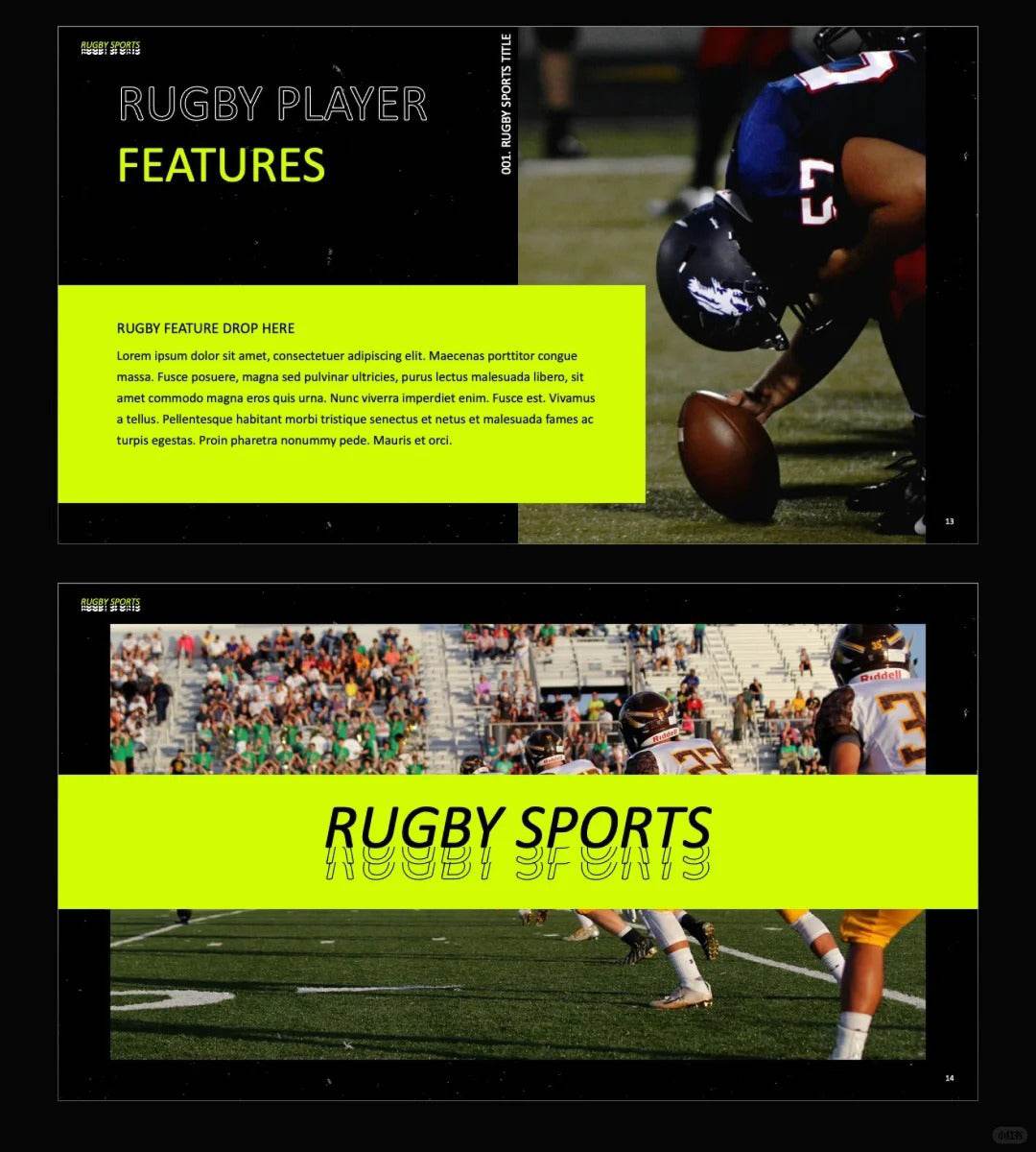 1043 Black and green color matching fashion sports style PPT template - whaledesign