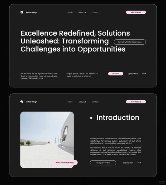 1048 Pink and black color minimalist PPT template - whaledesign