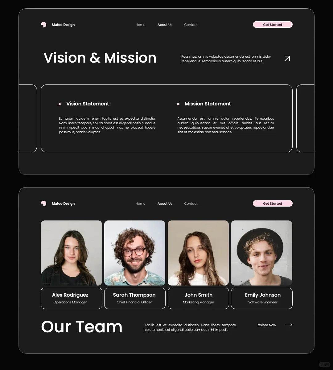 1048 Pink and black color minimalist PPT template - whaledesign