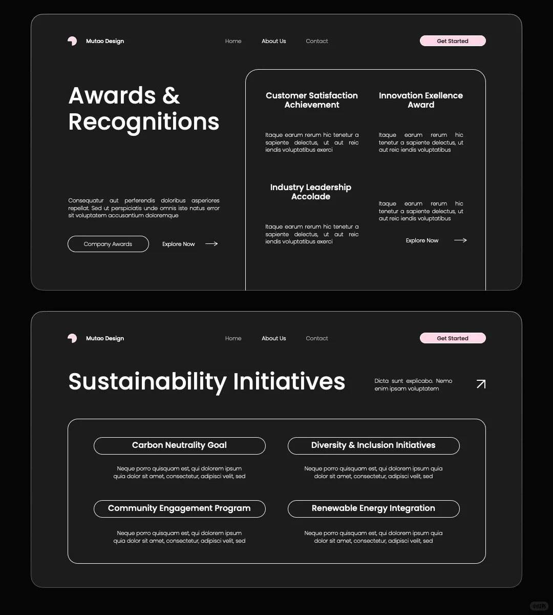 1048 Pink and black color minimalist PPT template - whaledesign