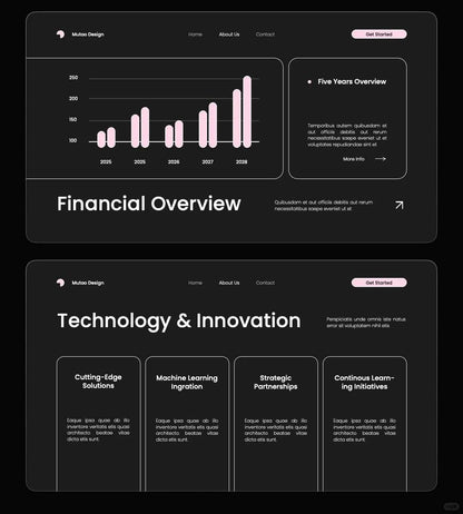 1048 Pink and black color minimalist PPT template - whaledesign