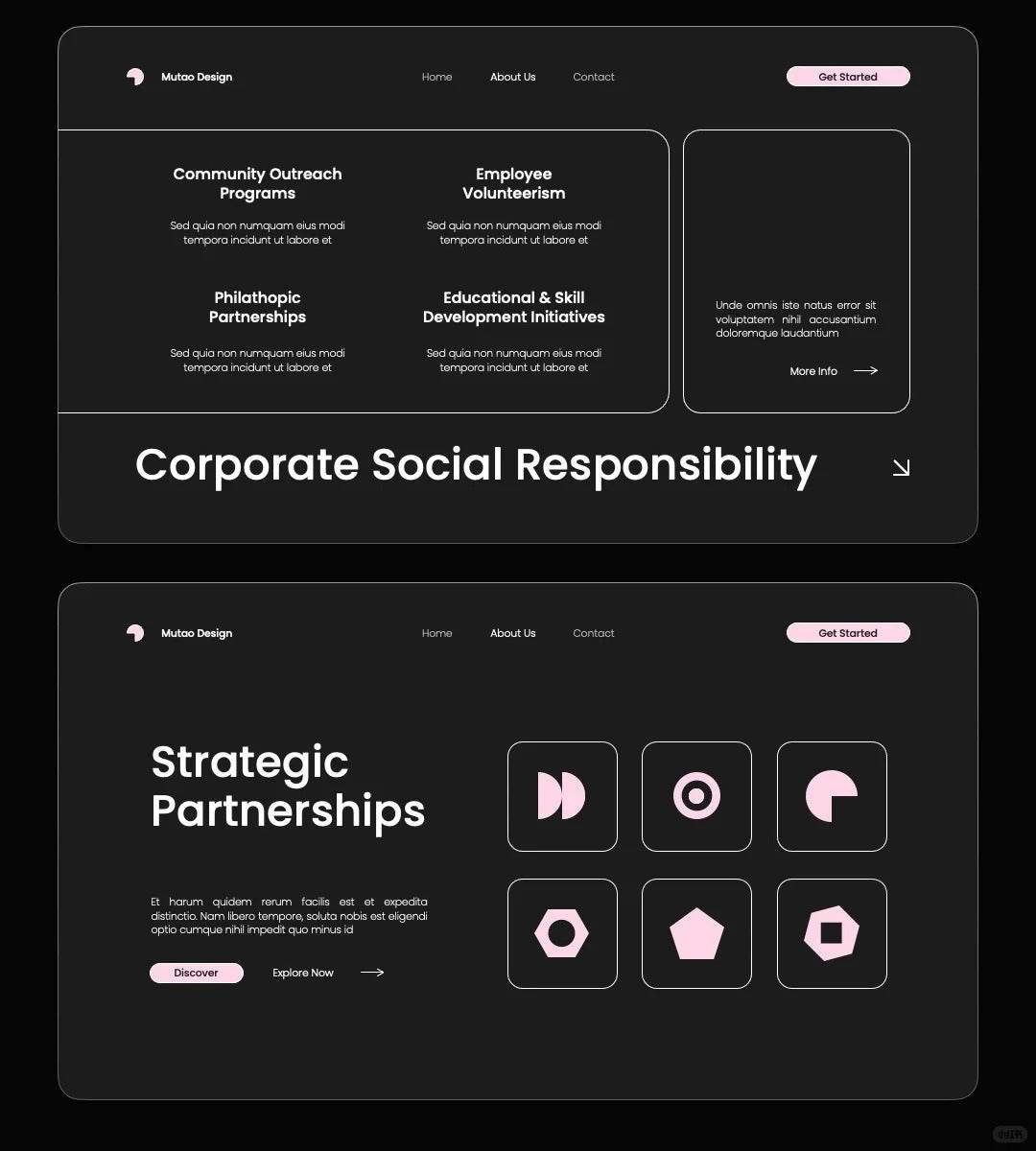 1048 Pink and black color minimalist PPT template - whaledesign