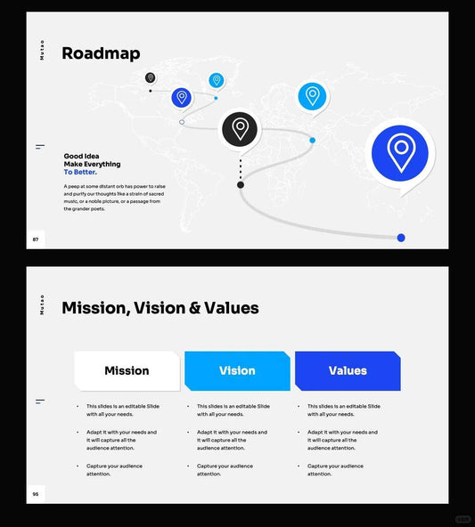 1052 Blue and white color advanced simple PPT template - whaledesign