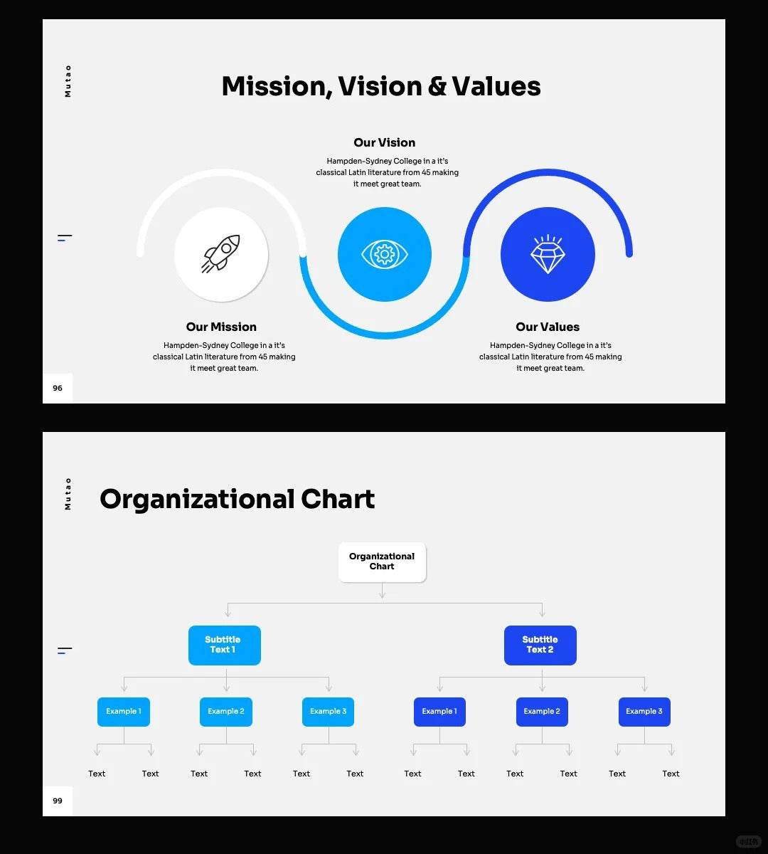 1052 Blue and white color advanced simple PPT template - whaledesign