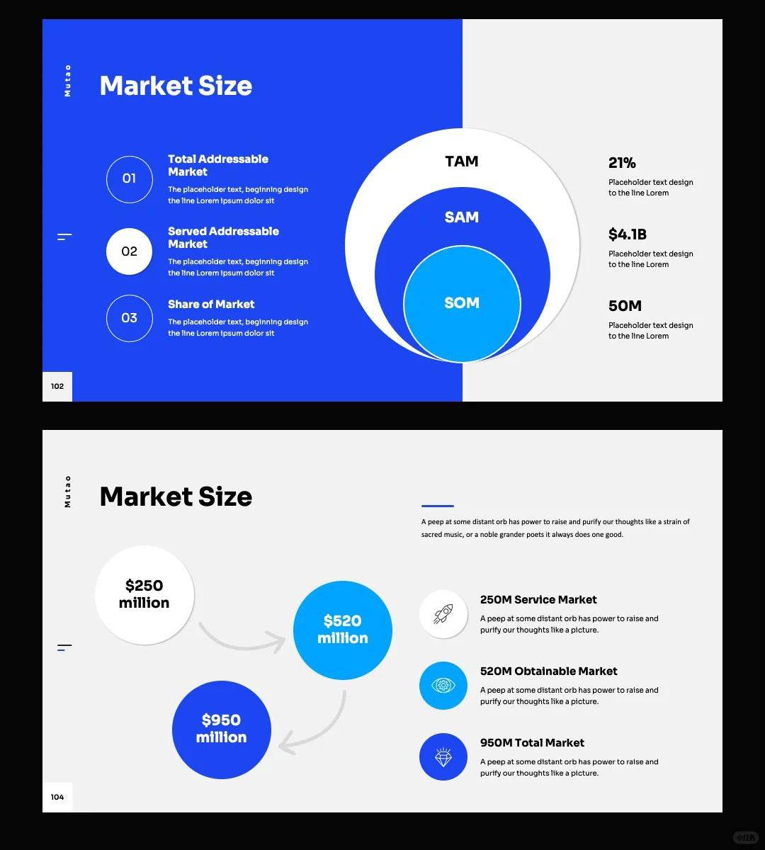 1052 Blue and white color advanced simple PPT template - whaledesign