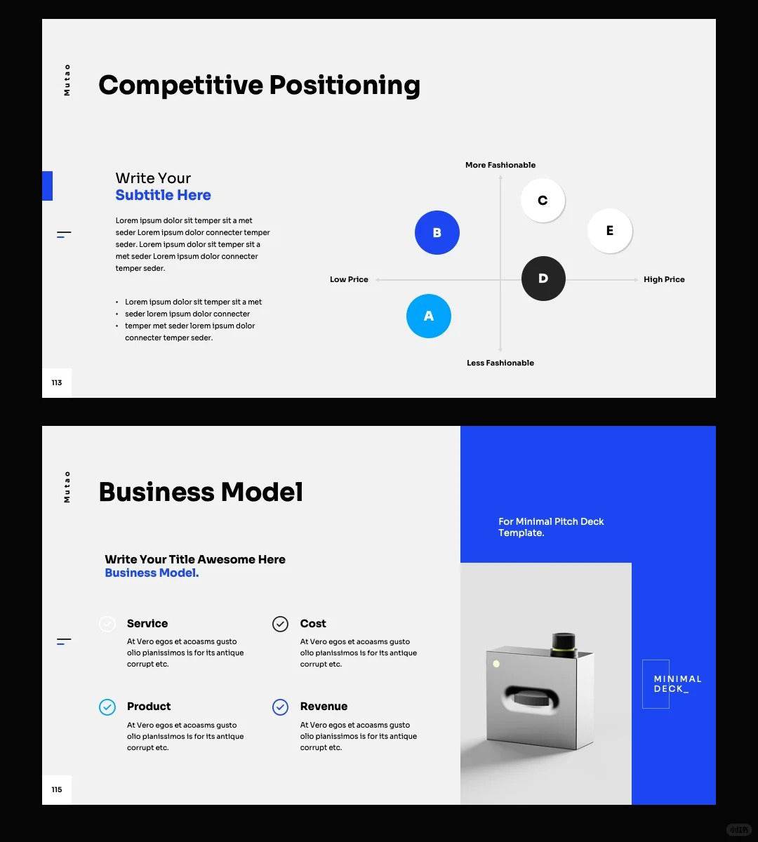 1052 Blue and white color advanced simple PPT template - whaledesign