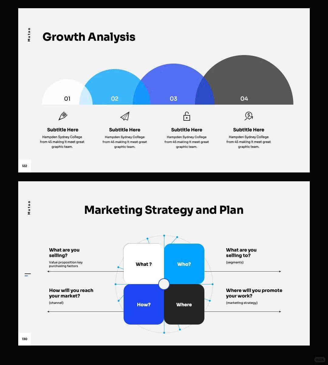 1052 Blue and white color advanced simple PPT template - whaledesign