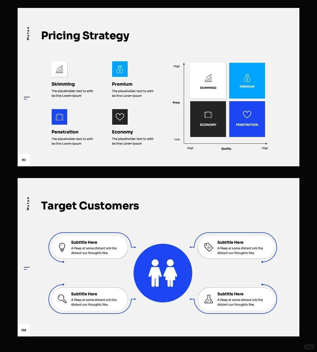 1052 Blue and white color advanced simple PPT template - whaledesign