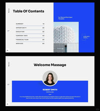 1052 Blue and white color advanced simple PPT template - whaledesign