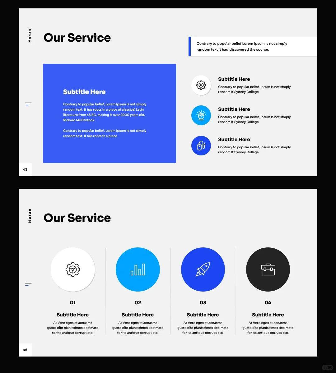 1052 Blue and white color advanced simple PPT template - whaledesign