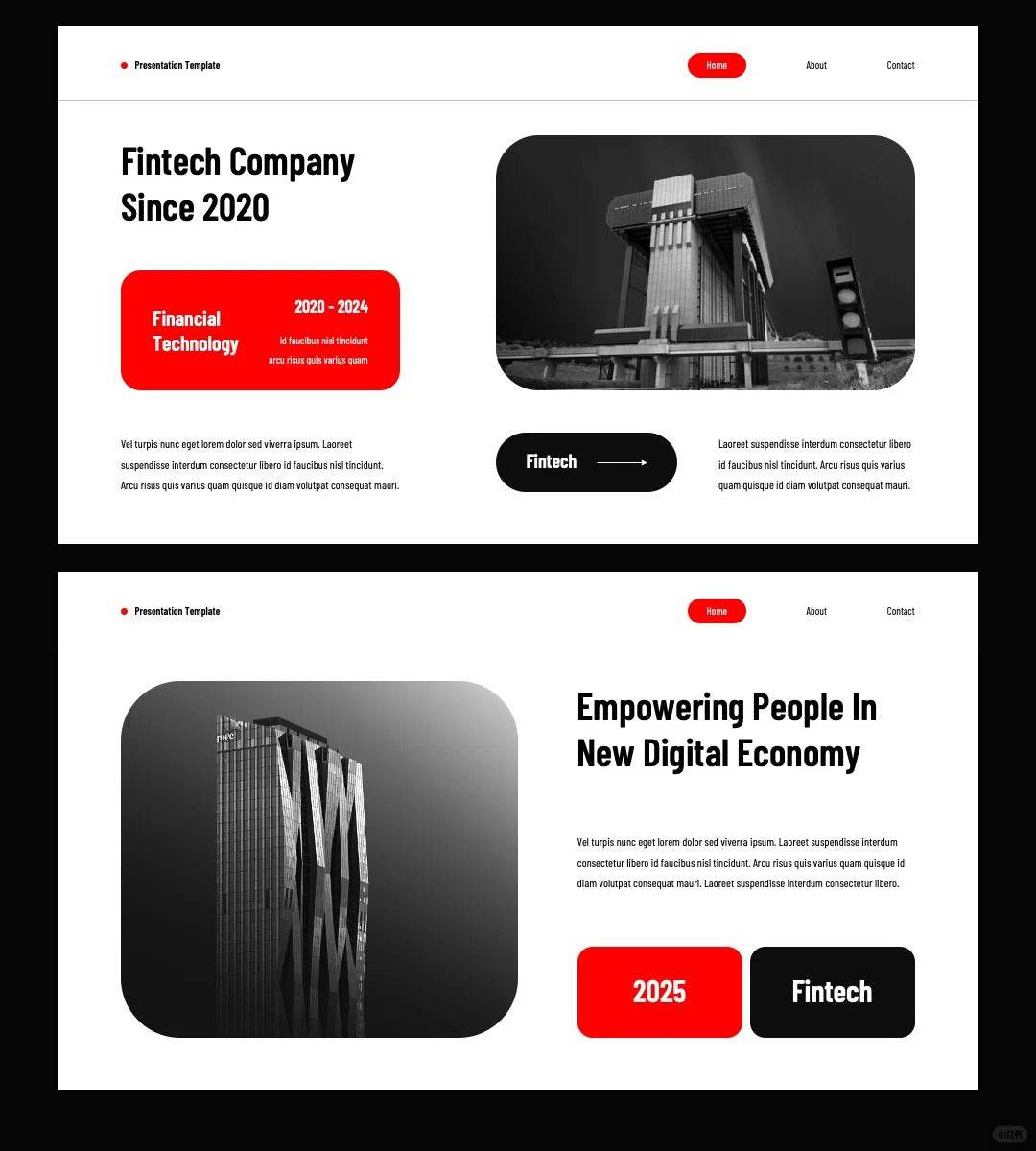 1059 Red and black color PPT & Keynote template - whaledesign