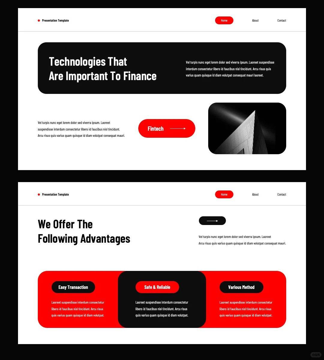 1059 Red and black color PPT & Keynote template - whaledesign