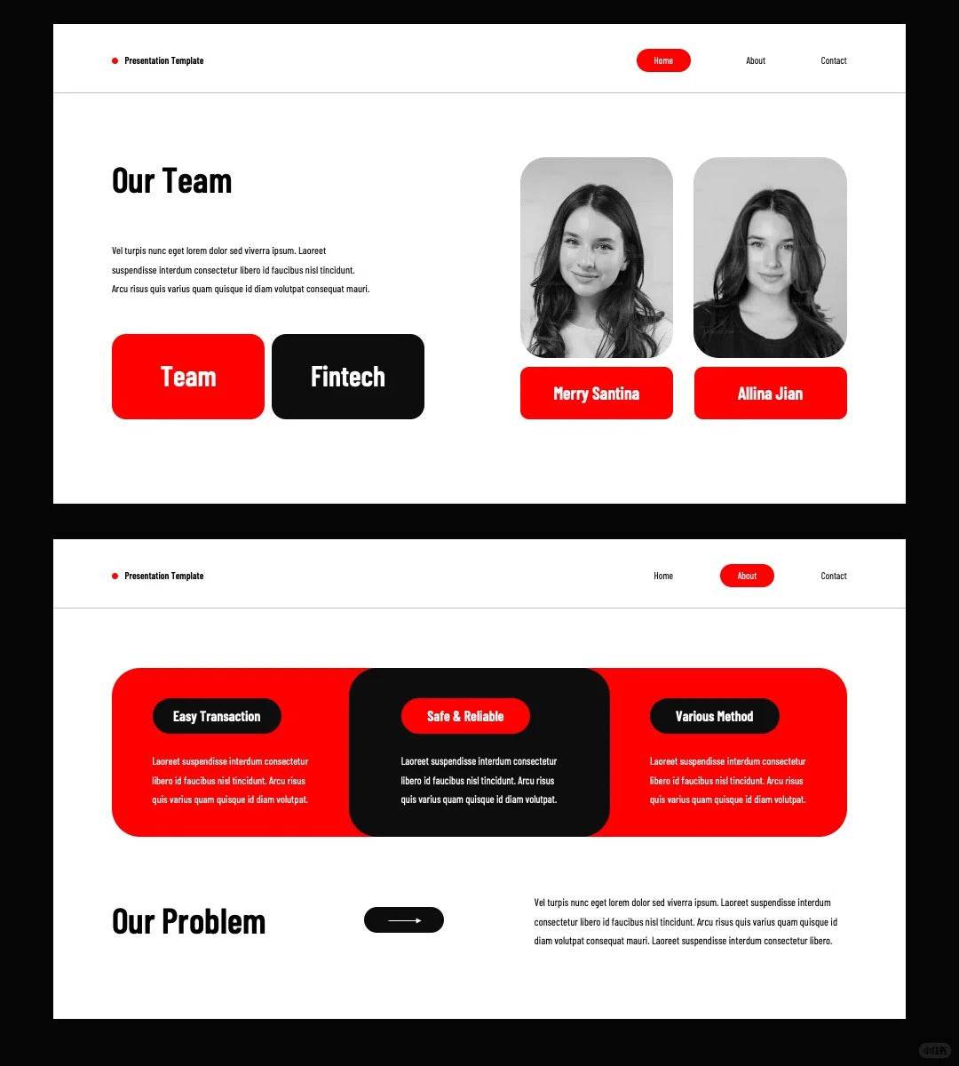 1059 Red and black color PPT & Keynote template - whaledesign