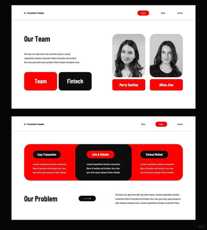 1059 Red and black color PPT & Keynote template - whaledesign