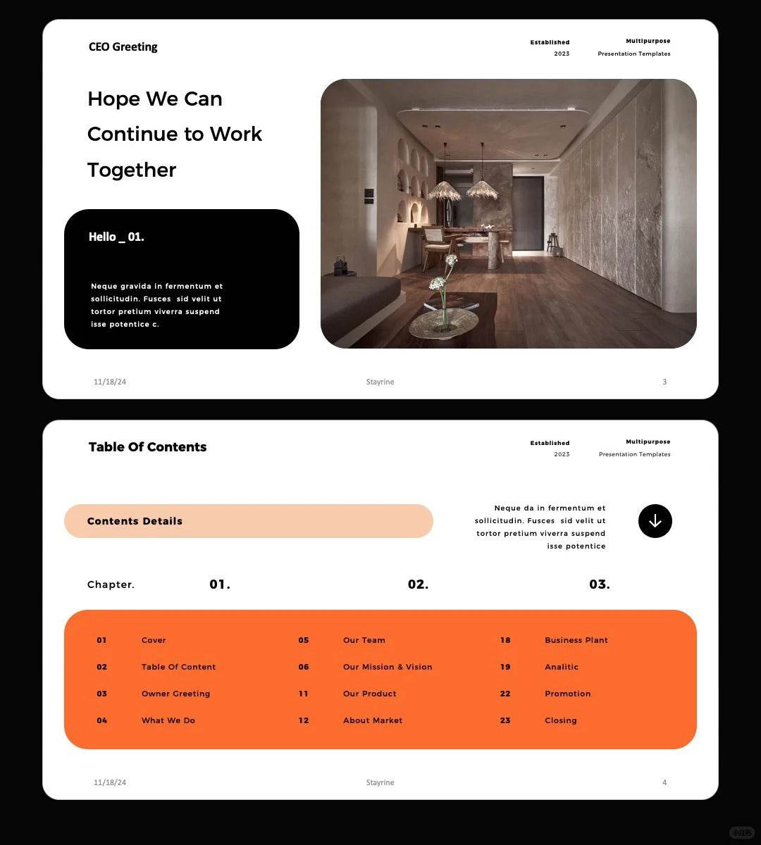 1061 Orange and black color matching high-end PPT & Keynote template - whaledesign