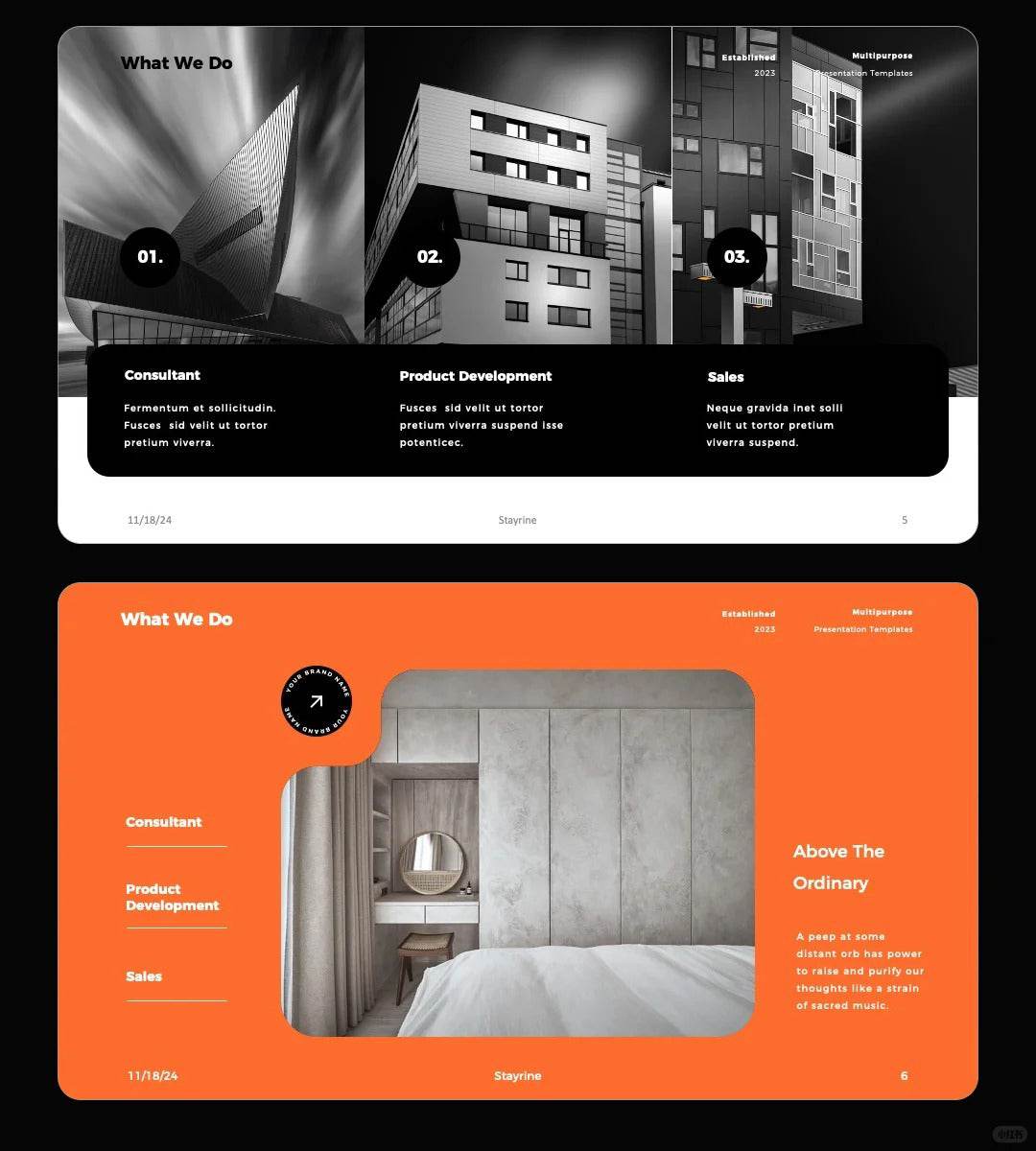 1061 Orange and black color matching high-end PPT & Keynote template - whaledesign