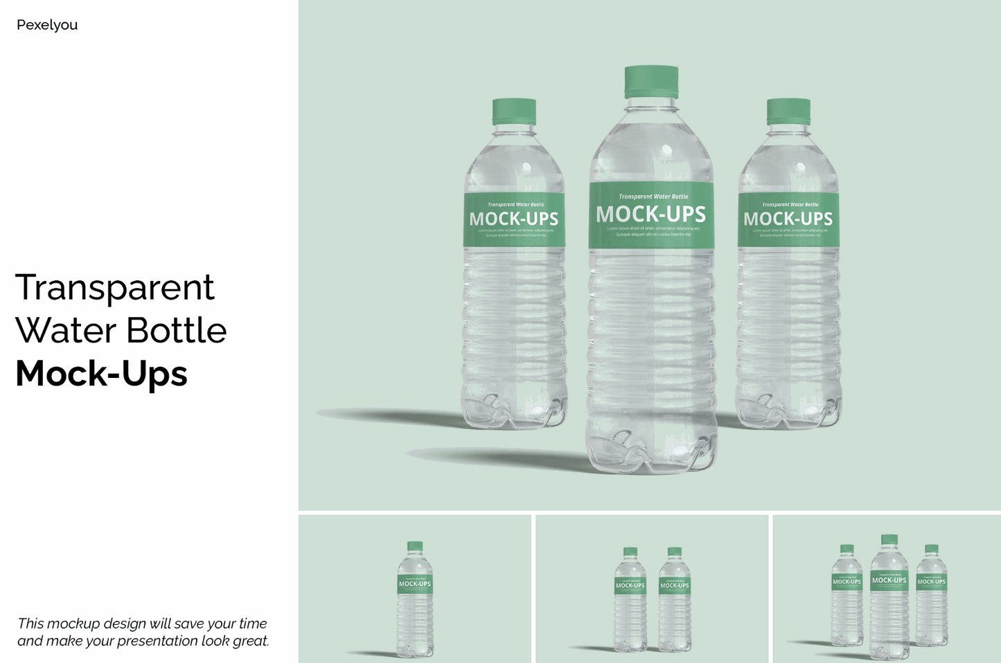 135Transparent Water Bottle Mockup