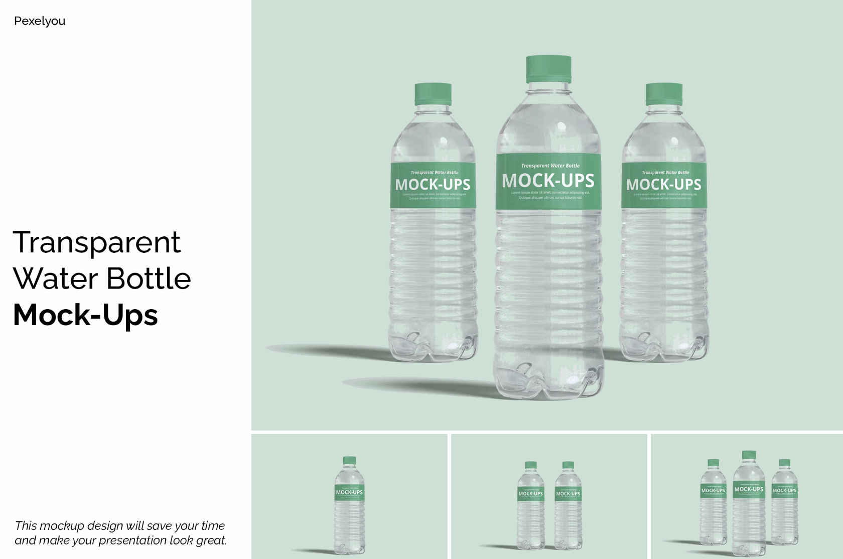 135Transparent Water Bottle Mockup