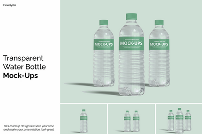 135Transparent Water Bottle Mockup