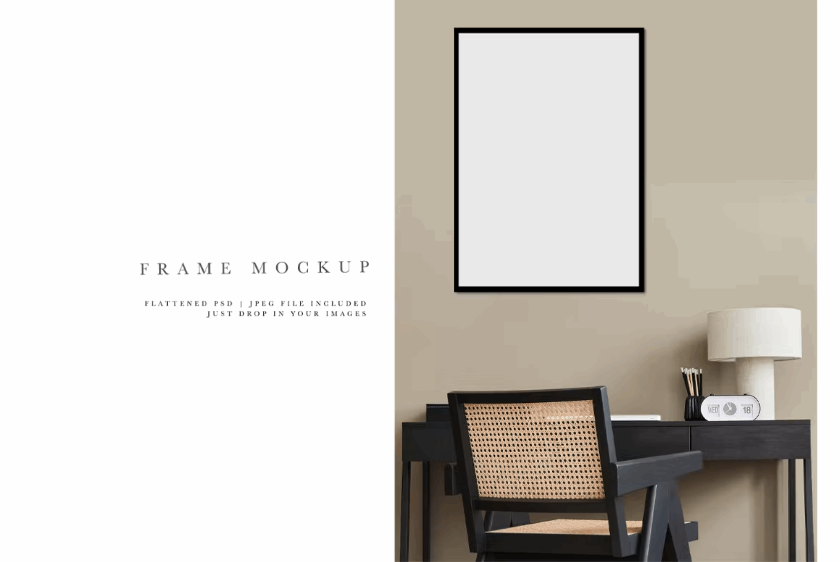 142Frame Mockup #2686, Black Portrait Frame, Interior